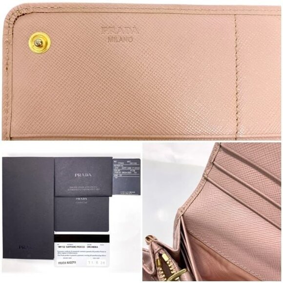 Prada Bifold Long Wallet Pink Fiocco 1 M1132 Wallet - Picture 10 of 10